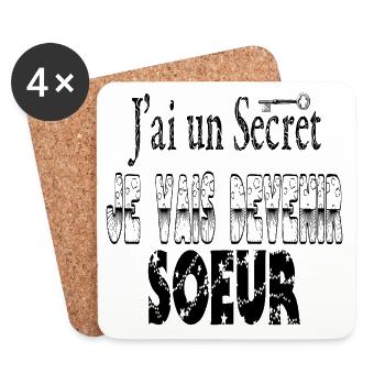 J'ai un Secret Je vais Devenir Sœur - Dessous de verre (lot de 4) - blanc - Devant