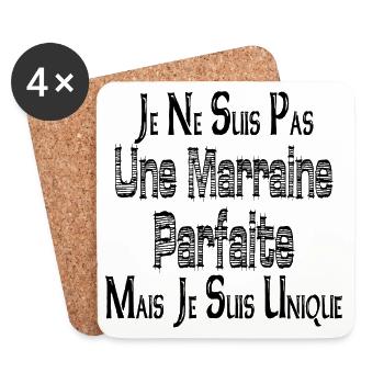 Pas une Marraine Parfaite Mais je suis Unique - Dessous de verre (lot de 4) - blanc - Devant