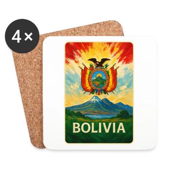Bolivie drapeaux aménagement paysager - Dessous de verre (lot de 4) - blanc - Devant