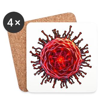 Red neon flower circle - Coasters (set of 4) - white - Front