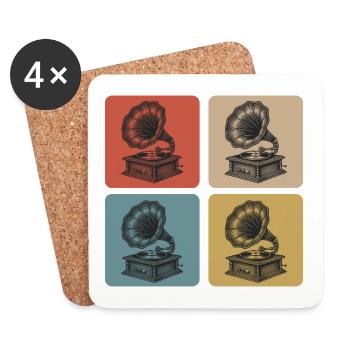 Grammophon Vintage Design - Untersetzer (4er-Set) - Weiß - Vorne