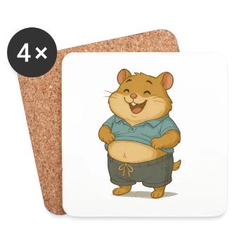 Chilliger Hamster im Freizeitlook - Untersetzer (4er-Set) - Weiß - Vorne