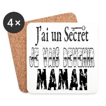 J'ai un Secret Je vais Devenir Maman - Dessous de verre (lot de 4) - blanc - Devant