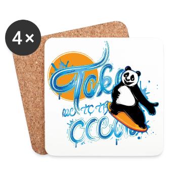 Panda Surfer – Emmenez-moi à l’océan - Dessous de verre (lot de 4) - blanc - Devant