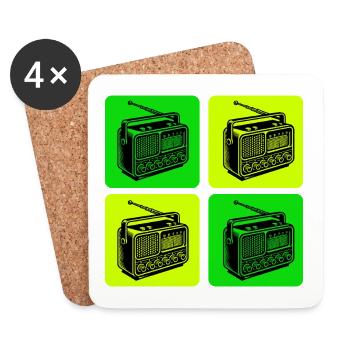 Vintage Radio Design - Untersetzer (4er-Set) - Weiß - Vorne