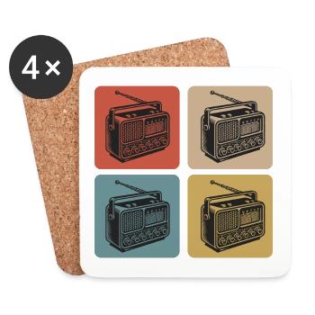 Vintage Radio Design - Untersetzer (4er-Set) - Weiß - Vorne