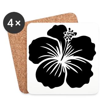 Hibiscus Flower – SVG Black or White Icon Icon - Coasters (set of 4) - white - Front