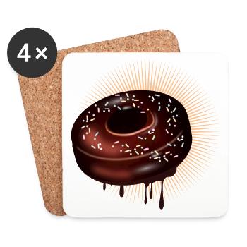 Schoko Donut Motiv mit Glasur und Streuseln - Untersetzer (4er-Set) - Weiß - Vorne