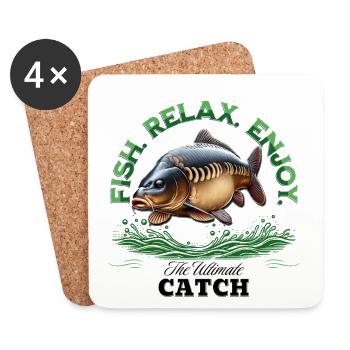 Carpe Fish Relax Enjoy - Dessous de verre (lot de 4) - blanc - Devant