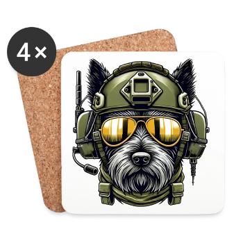 Terrier écossais Conception militaire - Dessous de verre (lot de 4) - blanc - Devant