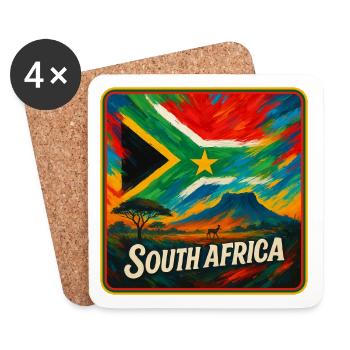 South Africa Flag Design - Coasters (set of 4) - white - Front