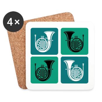Retro Tenorhorn Design - Untersetzer (4er-Set) - Weiß - Vorne