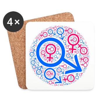 Gender muddle in circle design - Coasters (set of 4) - white - Front