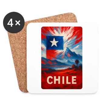 Chile – Gemalte Flagge & Natur - Untersetzer (4er-Set) - Weiß - Vorne
