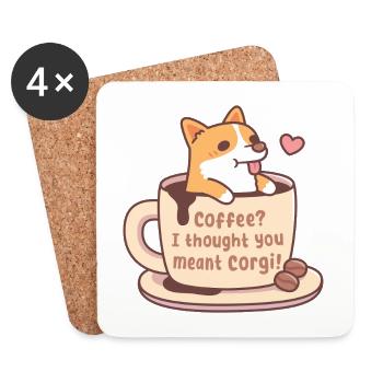 Cute Corgi In Mug Coffee I Thought You Meant Corgi - Coasters (set of 4) - white - Front