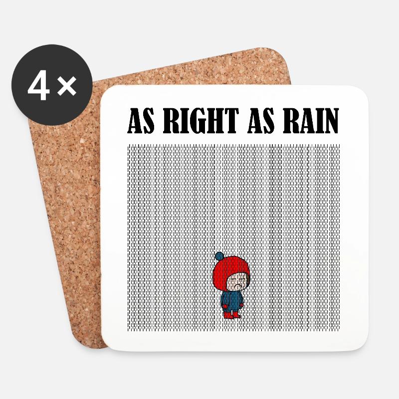 As_right_as_rain_black - Untersetzer (4er-Set) - Weiß