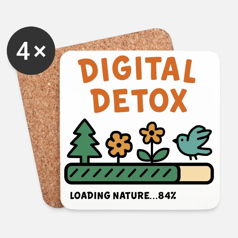 Digital Detox Nature Illustration - Untersetzer (4er-Set) - Weiß
