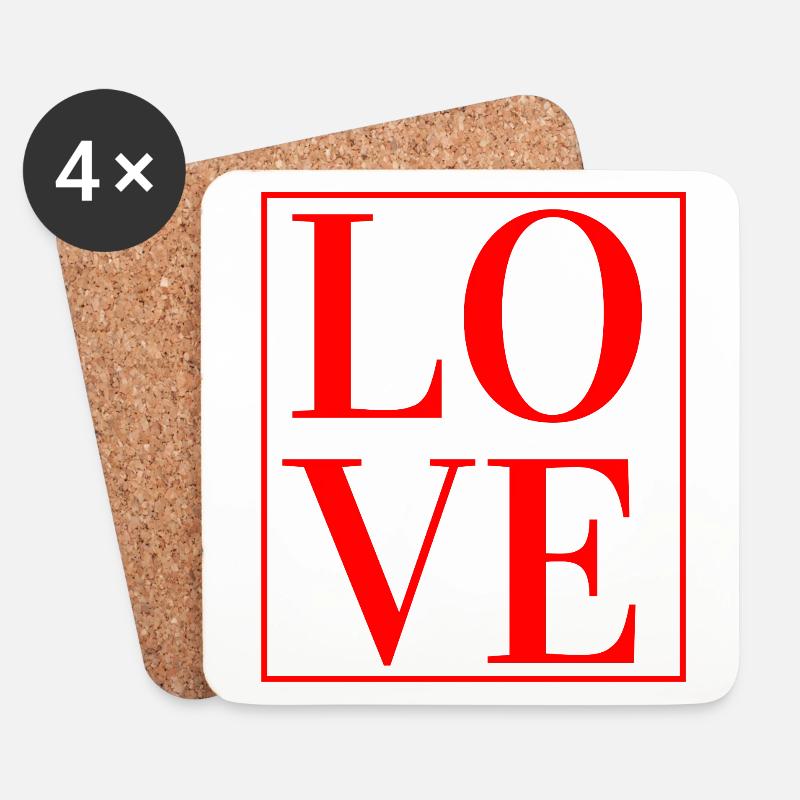 ICH LIEBE TYPOGRAFIE - Untersetzer (4er-Set) - Weiß
