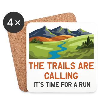 079Die Trails rufen – Es ist Zeit für einen Lauf - Untersetzer (4er-Set) - Weiß - Vorne