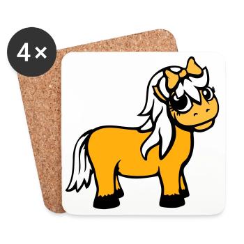 Pferd Mädchen weiblich süß hübsche Schleife Frau - Untersetzer (4er-Set) - Weiß - Vorne