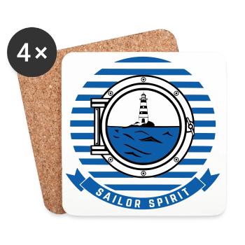 Sea Lighthouse Illustration in Nautical Style - Coasters (set of 4) - white - Front