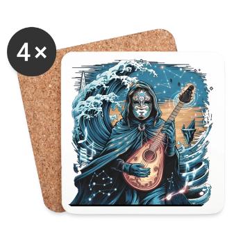 Vague mystique de l’océan avec musicien fantomatique - Dessous de verre (lot de 4) - blanc - Devant