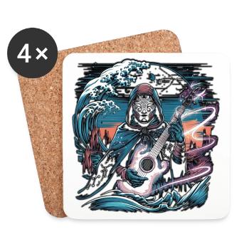 Mystic Night Guitarist Illustration - Coasters (set of 4) - white - Front