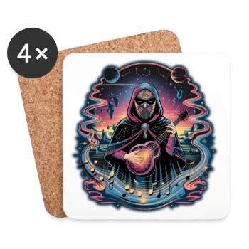 Mystischer Astronaut Musiker Illustration - Untersetzer (4er-Set) - Weiß - Vorne