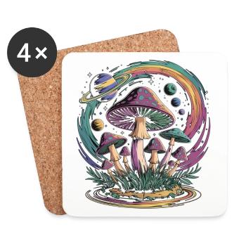 Psychedelic Space Mushroom Fantasy - Coasters (set of 4) - white - Front