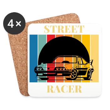 Vintage Rennwagen Street Art Design - Untersetzer (4er-Set) - Weiß - Vorne