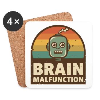 Retro Robot with Rainbow Sunset - Coasters (set of 4) - white - Front