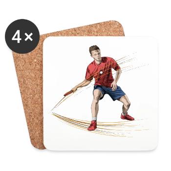 Joueur de tennis de table dynamique avec des effets énergétiques - Dessous de verre (lot de 4) - blanc - Devant