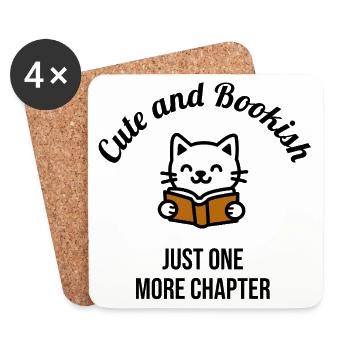 Livre de lecture de chat mignon - Dessous de verre (lot de 4) - blanc - Devant