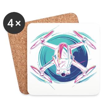 Drone dynamique - Dessous de verre (lot de 4) - blanc - Devant