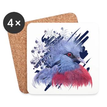 Crowned Pigeon - Coasters (set of 4) - white - Front