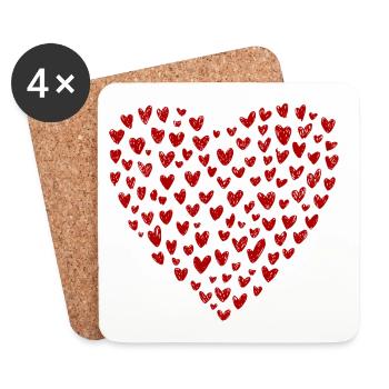 Collection Cœur : L’Amour en Rouge - Dessous de verre (lot de 4) - blanc - Devant
