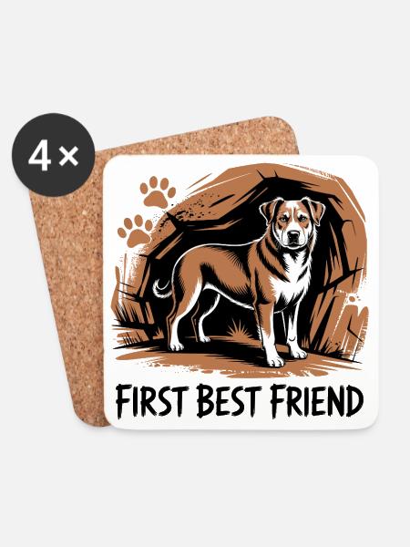 First Best Friend - Coasters (set of 4) - white