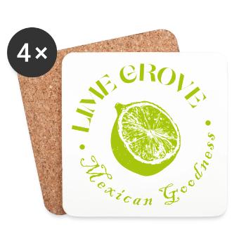 Citron vert et citron design botanique - Dessous de verre (lot de 4) - blanc - Devant
