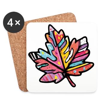 Ahorn Blatt Bunt Herbst - Untersetzer (4er-Set) - Weiß - Vorne