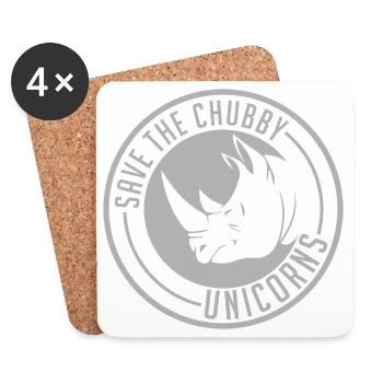 Enregistrez le logo de la licorne potelée - Dessous de verre (lot de 4) - blanc - Devant