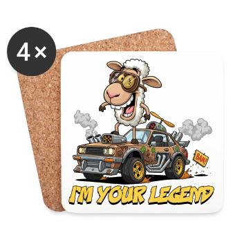 Sheep Racer Car Custom Design - Coasters (set of 4) - white - Front