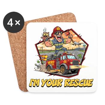 Sauvetage Pompier Aventure Design - Dessous de verre (lot de 4) - blanc - Devant