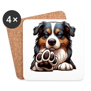 Talk to the paw Australian Shepherd Aussie - Coasters (set of 4) - white - Front