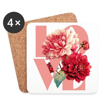 Elegant Floral Peony Design - Coasters (set of 4) - white - Front