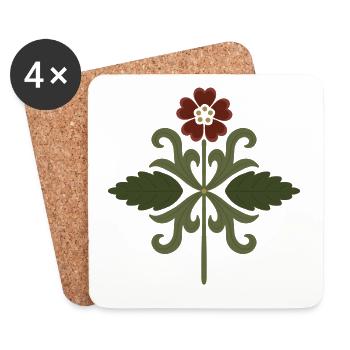 Vintage Floral Symmetry Design - Coasters (set of 4) - white - Front
