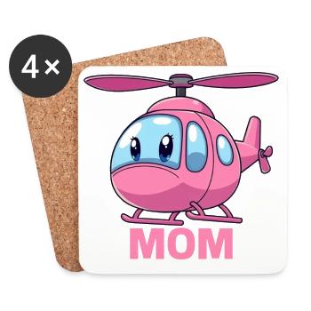 Helikopter Mutter - Untersetzer (4er-Set) - Weiß - Vorne