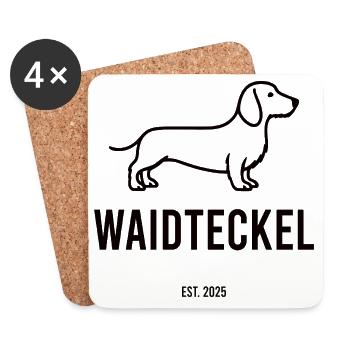 Waidteckel – love of hunting meets dachshund power. 🐾🌲 - Coasters (set of 4) - white - Front