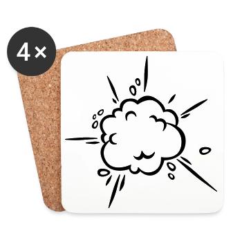 Nuage de poussière de bande dessinée - Dessous de verre (lot de 4) - blanc - Devant