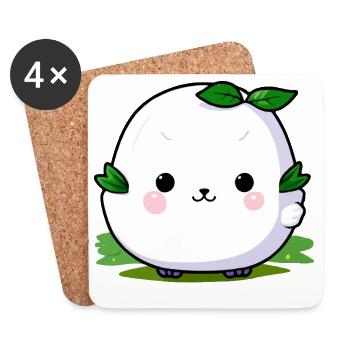Mascotte de câlin de plante kawaii - Dessous de verre (lot de 4) - blanc - Devant