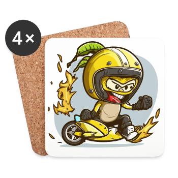 Yellow Ninja Motoaction - Coasters (set of 4) - white - Front